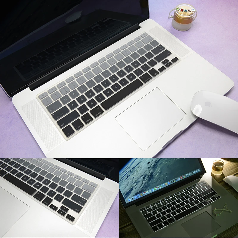 us black Силиконовый чехол для клавиатуры для ноутбука США для MacBook Air retina Pro 13 15 17 дюйм чехол для клавиатуры наклейка клавиатуры A1369 A1466 A1502 - Цвет: us black