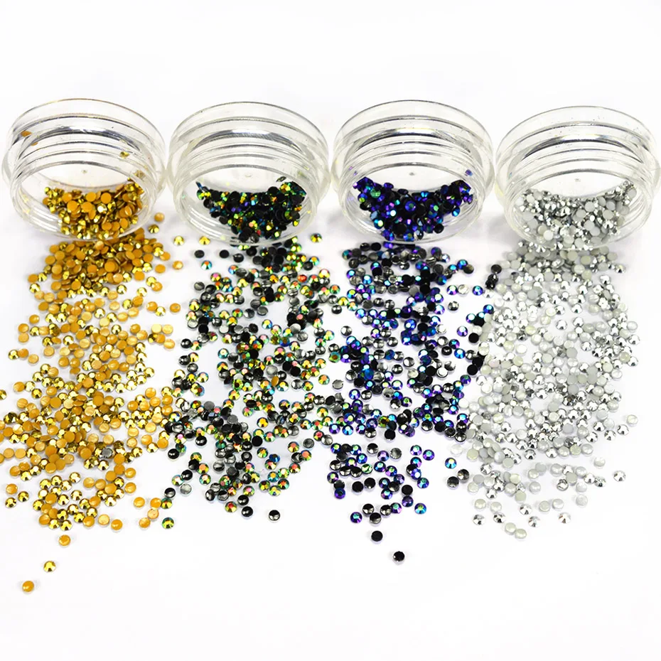 1 Box Gold Silver Jelly Nail Art Rhinestones 3D Round Jewelry Flatback Shining Stone DIY Manicure Nail Art Accessories JI390