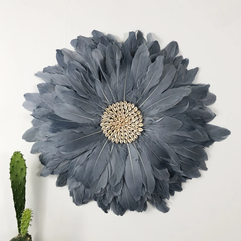 Grey Large 40cm Ручная работа украшение комнаты перо подсолнухи форма стена в скандинавском стиле висячие украшения Habitacion Decoracion - Цвет: Grey Large 40cm