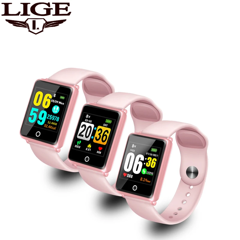 

LIGE Sport Smart Watch cute Women Waterproof Watch Blood Pressure Heart Rate Monitor Pedometer information Reminder Smart Watch