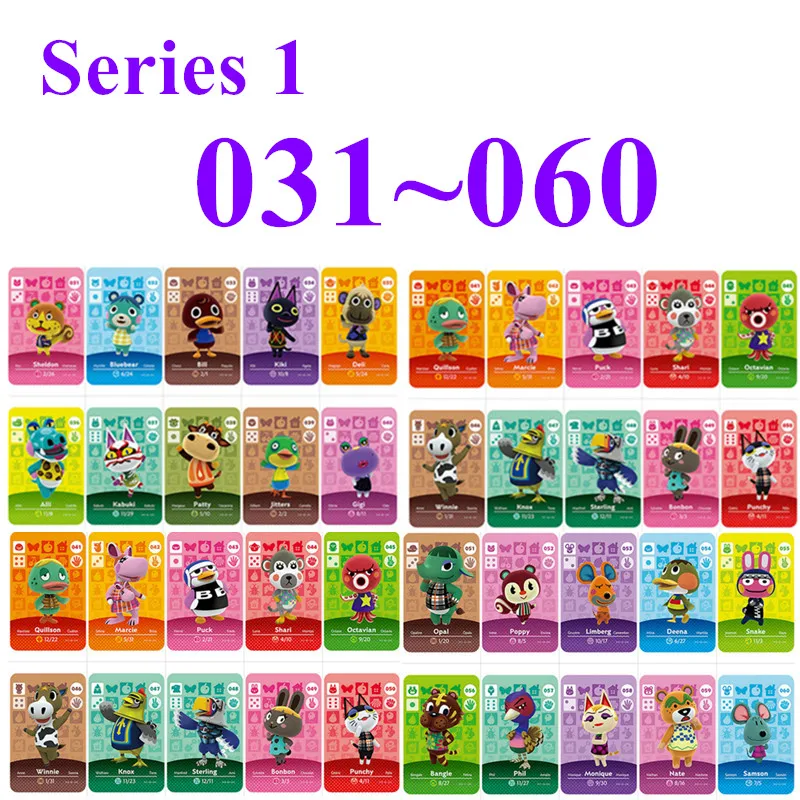 

Series 1 (031 to 060) Animal Crossing Amiibo card for NS games locks nfc Card work animal crossing to choose