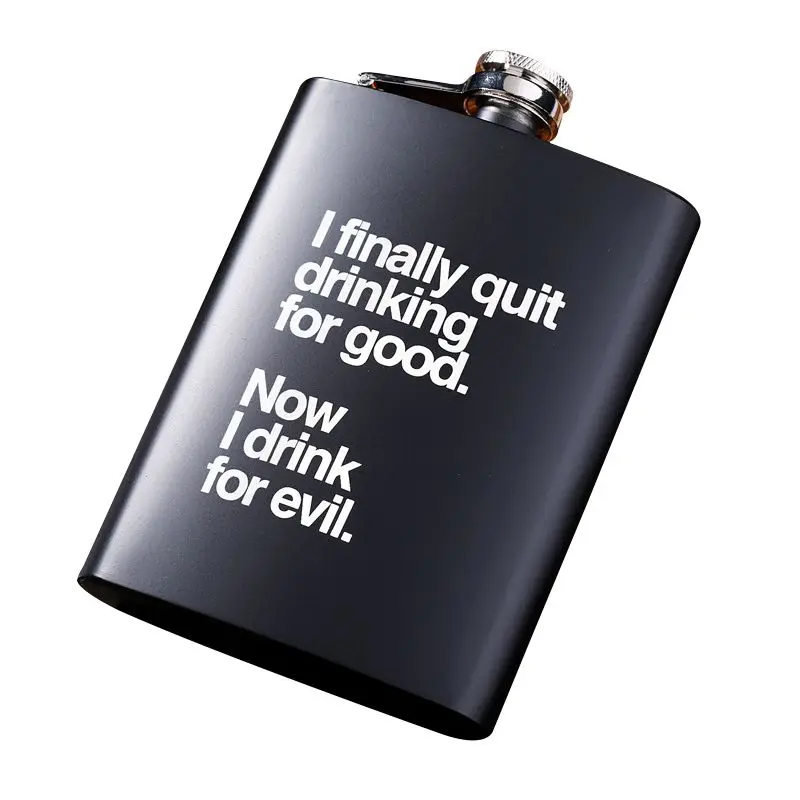 

8OZ Personalized Printed Matte Black Paint Coating Stainless Steel Hip Flask Alcohol Liquor Flask for Whiskey Wine Rum Vodka Men