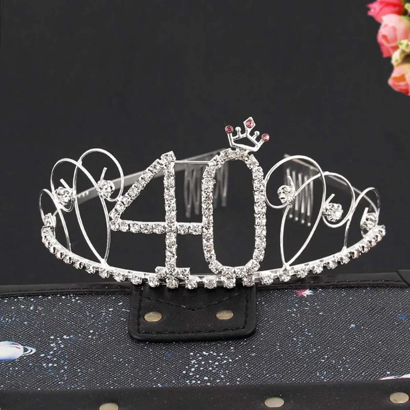 Серебряные стразы, тиара, корона, повязка на голову 13/16/18/21/30/40/50th