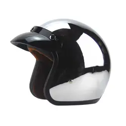 Open-face Helmets Mirror Silver Chrome Vespa Open Face Motorcycle Motorbike Helmet Retro Moto Helmets Dot,helmet Bubble M