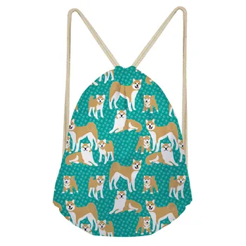 

Aulaygo Cute Akita Print Kids Lightweight School Backpack Women Drawstring Bag Casual Shoulder String Bag Custom Mochila Escolar