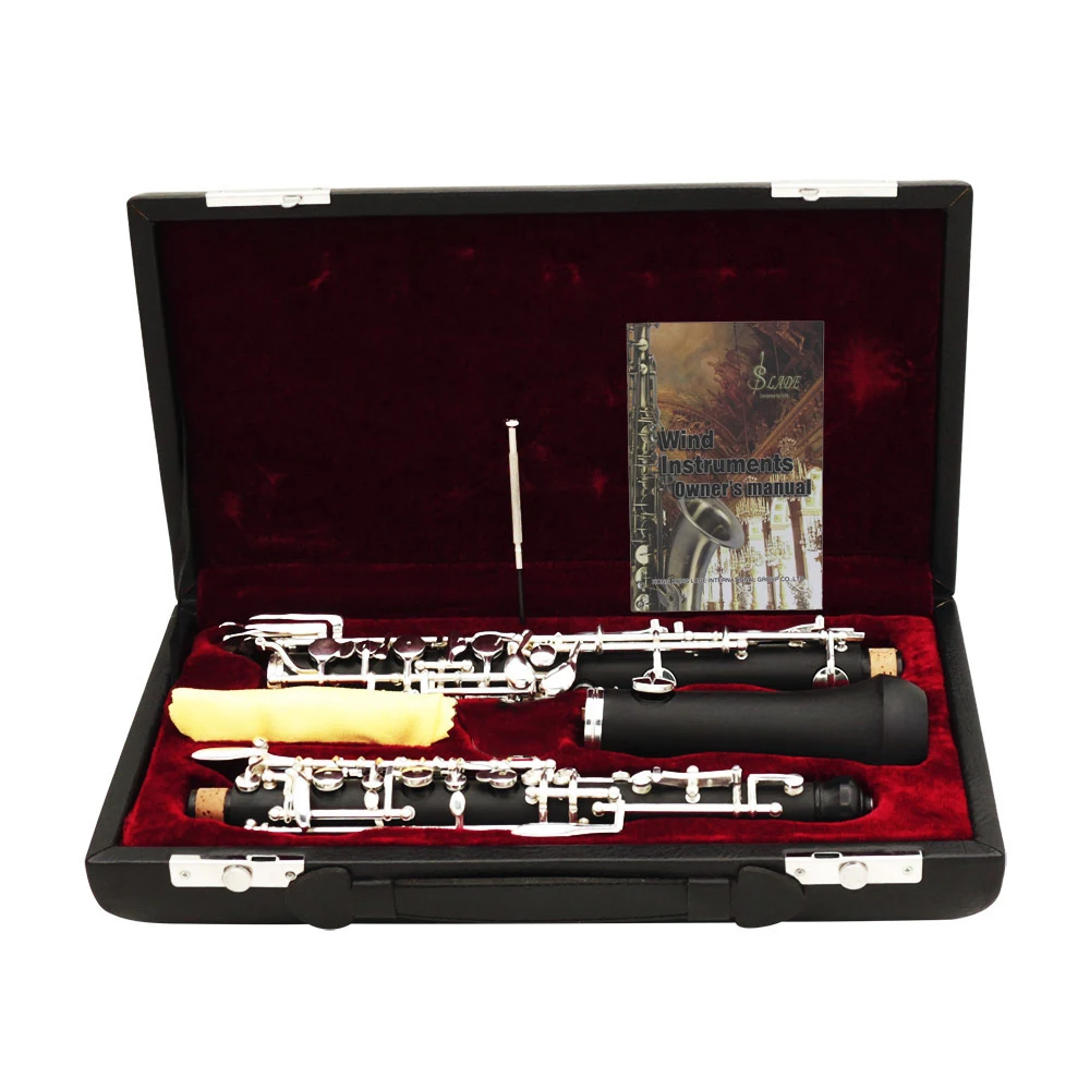 M MBAT Professional Oboe C Key Semi-Automatic Style Bakelite Oboe Silver Plated Key Woodwind Instrument With Leather Case Gloves
