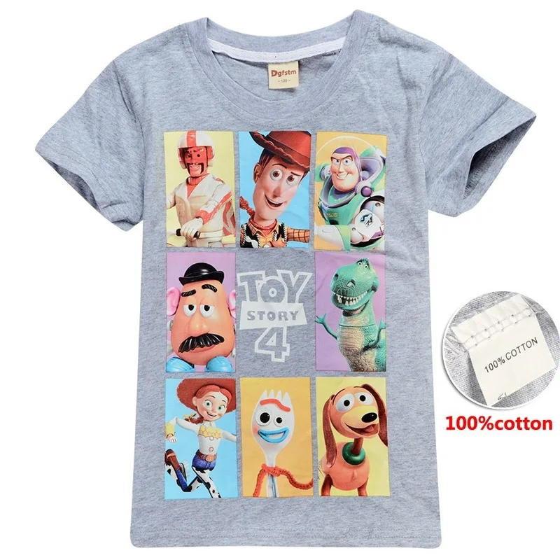 Toy Story/футболка 4 лет летняя футболка топы с короткими рукавами в стиле фильма, Толстовка футболки для девочек и мальчиков детская повседневная спортивная одежда