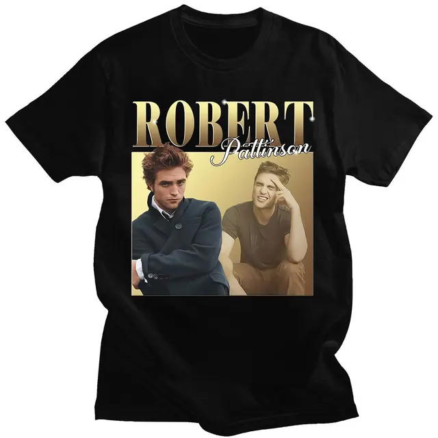 Robert Pattinson 90s Vintage Unisex Black Tshirt Men T Shirt Oversized Graphic T Shirts 100% Cotton T-shirt Man Woman Tees Tops Black 1646