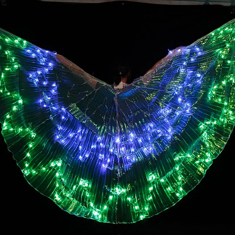

36 Colors LED Luminous Wings Luminous Dance Performances Props 12 pointed Star Belly Dance LED Colored Wings