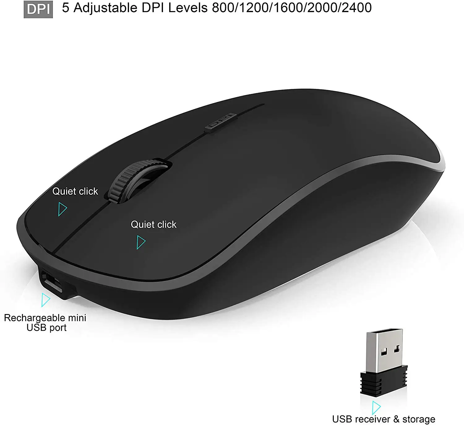 Set composto da tastiera e mouse wireless con layout francese - Tastiera numerica AZERTYU sottile e di dimensioni standard con batteria integrata._voghion.com