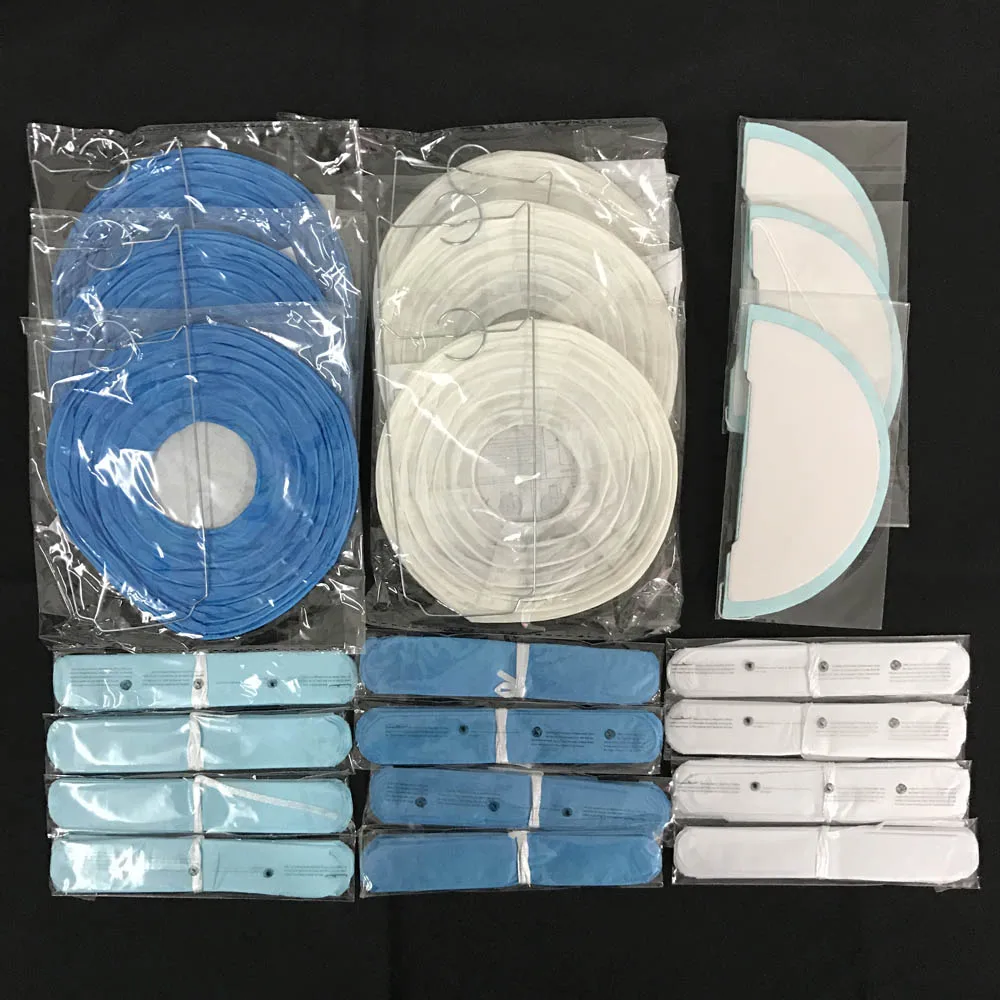  소년 세례 파티 호의, 둥근 종이 볼 랜턴, 파란색 흰색 소녀 생일 DIY 폼폼, 결혼 기념일 장식 벌집