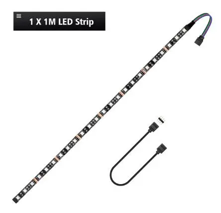 1x100cm strip set 2 м задняя печатная плата RGB игровая Светодиодная лента корпус ПК освещение 12 В 4pin 5050 RGB коннектор(+ 12 В, G, R, B) для Mid Tower DIY Aura Sync M/B освещение - Испускаемый цвет: 1x100cm strip set