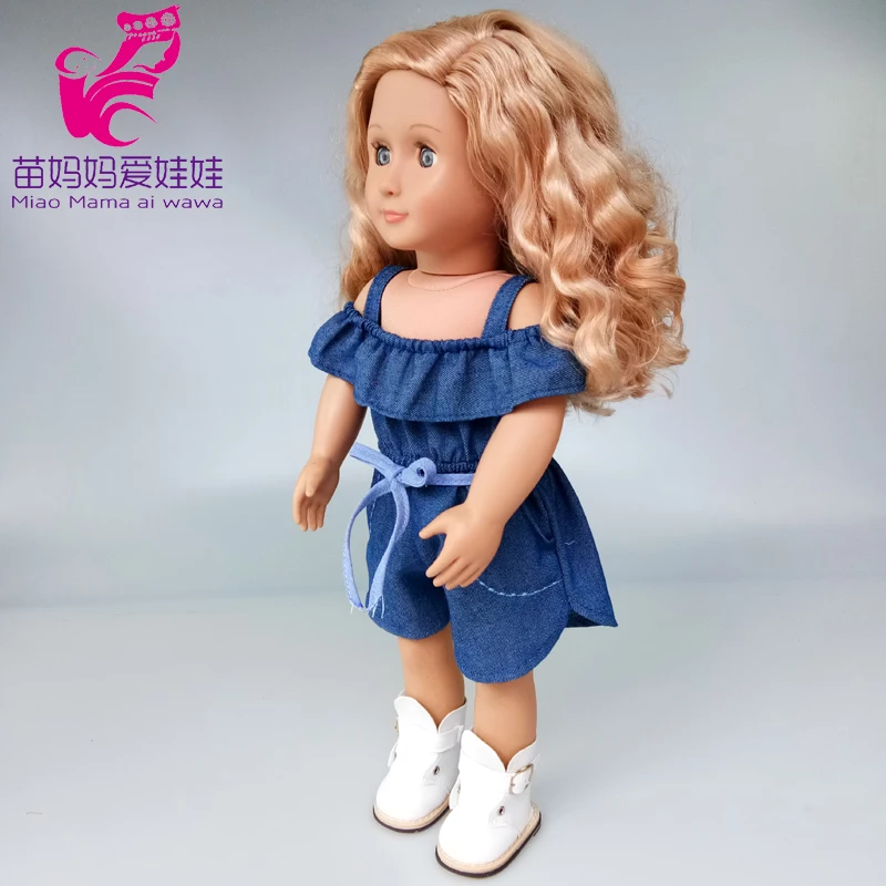 Bebe кукольная одежда, джинсовое платье, одеяло, 18 дюймов, американское поколение, Кукольное платье с бантом, кукольные аксессуары, подарок для маленькой девочки