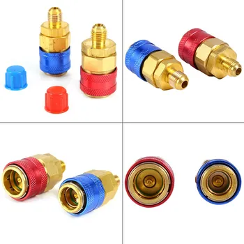 

R1234YF to R134a Low Side Quick Coupler Coupler Adapters Car Air-conditioning Fitting High Low couplers kit with colored knobs
