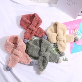 

Fashion Children\\'s Scarves Autumn Winter Fashion Casual All-match Concise Solid Color Lambskin Warm Scarfs 7Colors