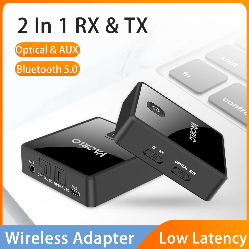 VAORLO Low Latency TV Audio Transmitter Receiver Wireless Bluetooth 5 0 Adapter For Headphones Stereo Music With 3 5mm AUX Jack