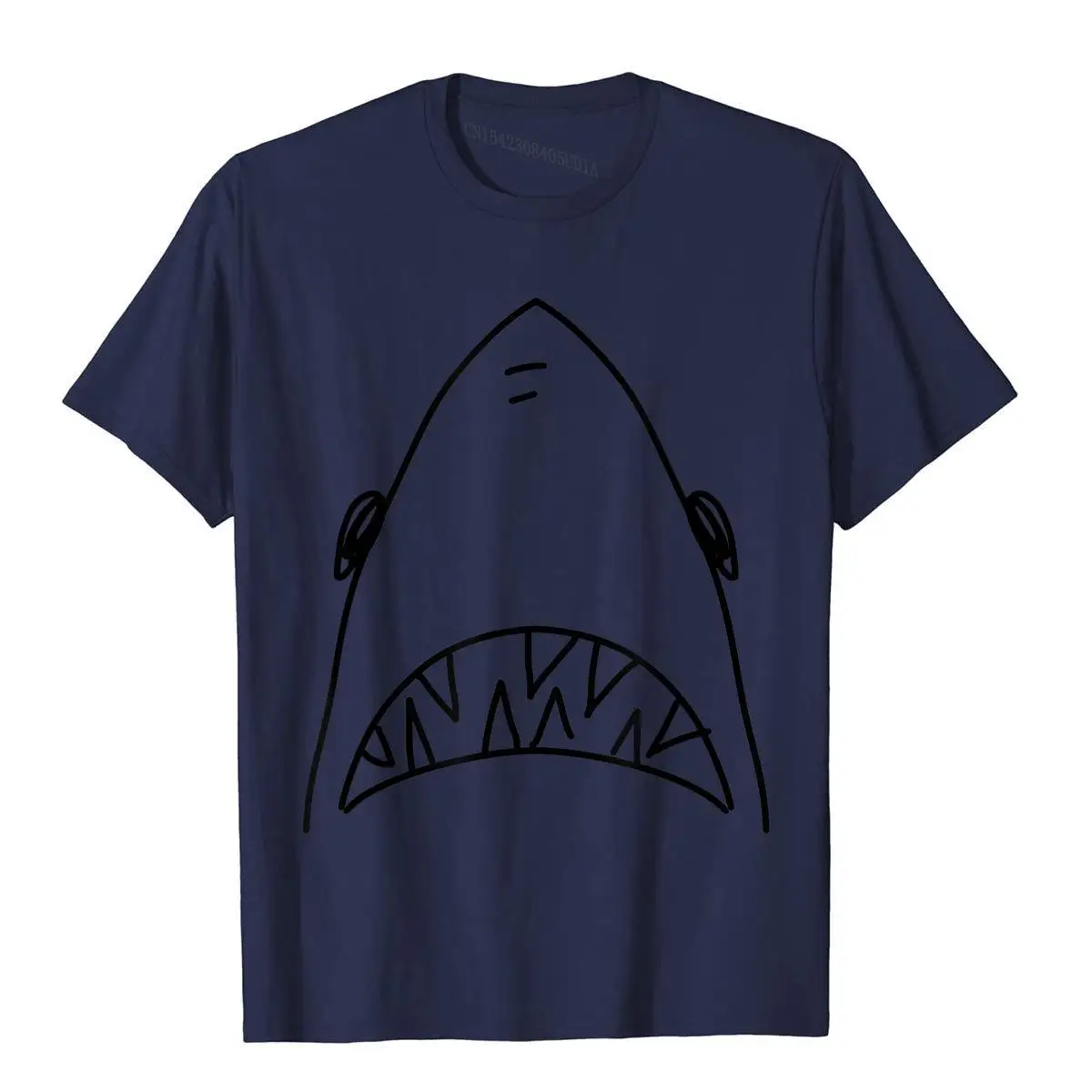 Shark Head Bite Funny Scary Print Drawing Fishing Lover Gift T-Shirt__B9114navy
