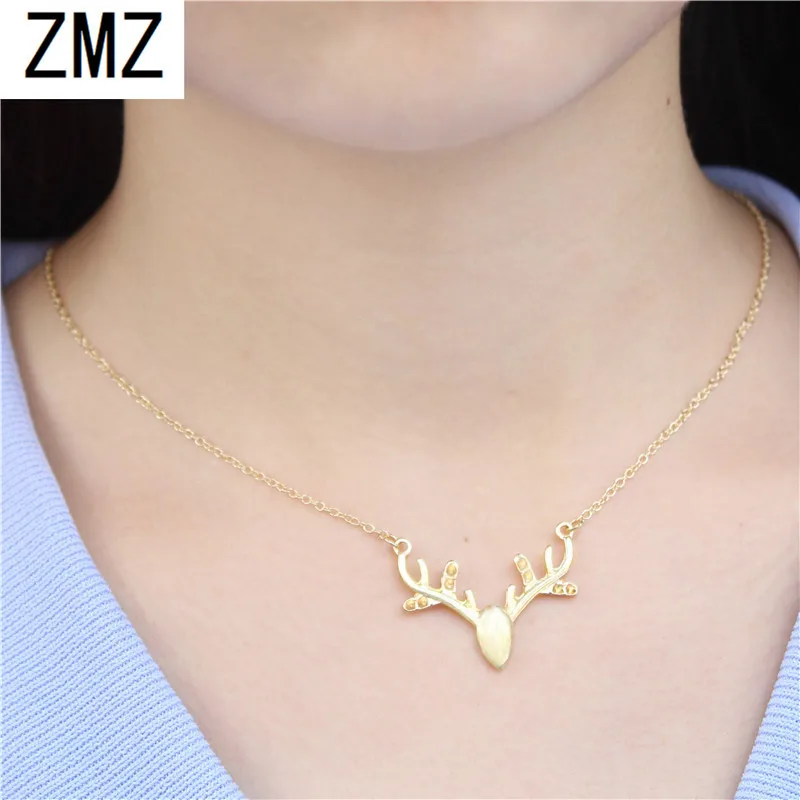 ZMZ Europe/US fashion cute Solid antlers pendant geometry necklace gift for mom/girlfriend party jewelry