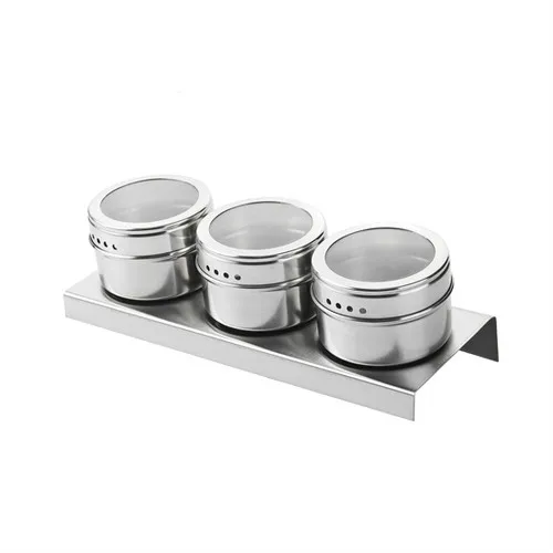 3pcs-set Кухонная банка для приправ из нержавеющей стали для домашнего барбекю, солонка, магнитная коробка для приправ для порошка LL1029959 - Цвет: 3pcs-set