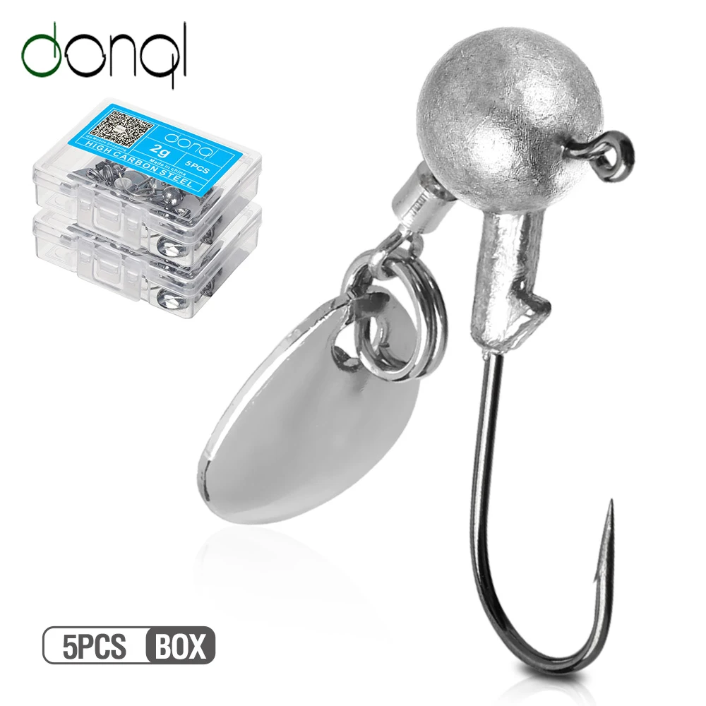 DONQL 5 шт./кор. Lead Jig Head бронзовых морских рыболовных крючков металлическая блесна, приманка, блестки привести Вес 2g 4g рыболовный крючок для мягкие приманки рыболовные инструменты
