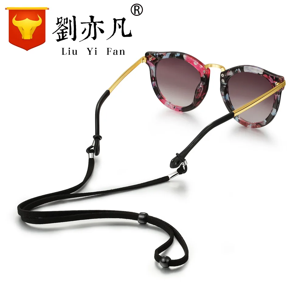 Glasses Sling Chunky Nonskid Chain Anti-slip Rope Outdoor Sports Glasses Cord Weave Linen Flower Color [Linen Flower Color Rope]