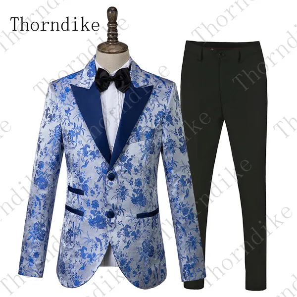 Thorndike Серебряный Дизайнерский Костюм с тиснением мужские вечерние костюмы с заостренным отворотом на одной пуговице мужской костюм жениха для свадьбы Terno Masculino - Цвет: suits4