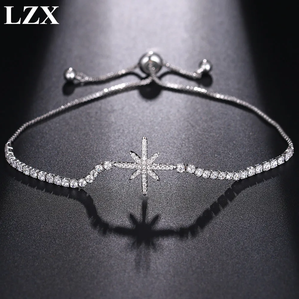 LZX новый классический браслет в форме звезды с хрустальными бусинами
