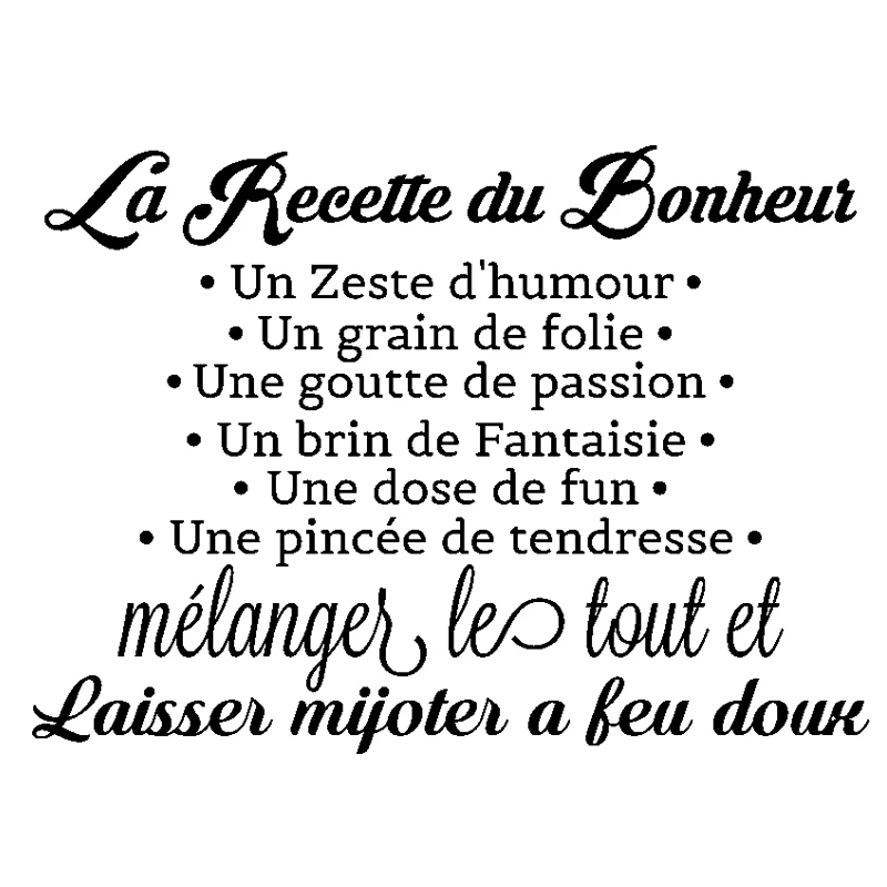 Wall Stickers La Recette Du Bonheur French Quotes Wallpaper Vinyl Bedroom Livingroom Decoration Decals Murals Ru2412 Aliexpress Home Garden