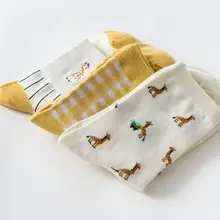 3 пар/уп. Мягкие хлопковые носки с вышивкой в виде жирафа из мультфильма короткие женские носки для повседневной носки