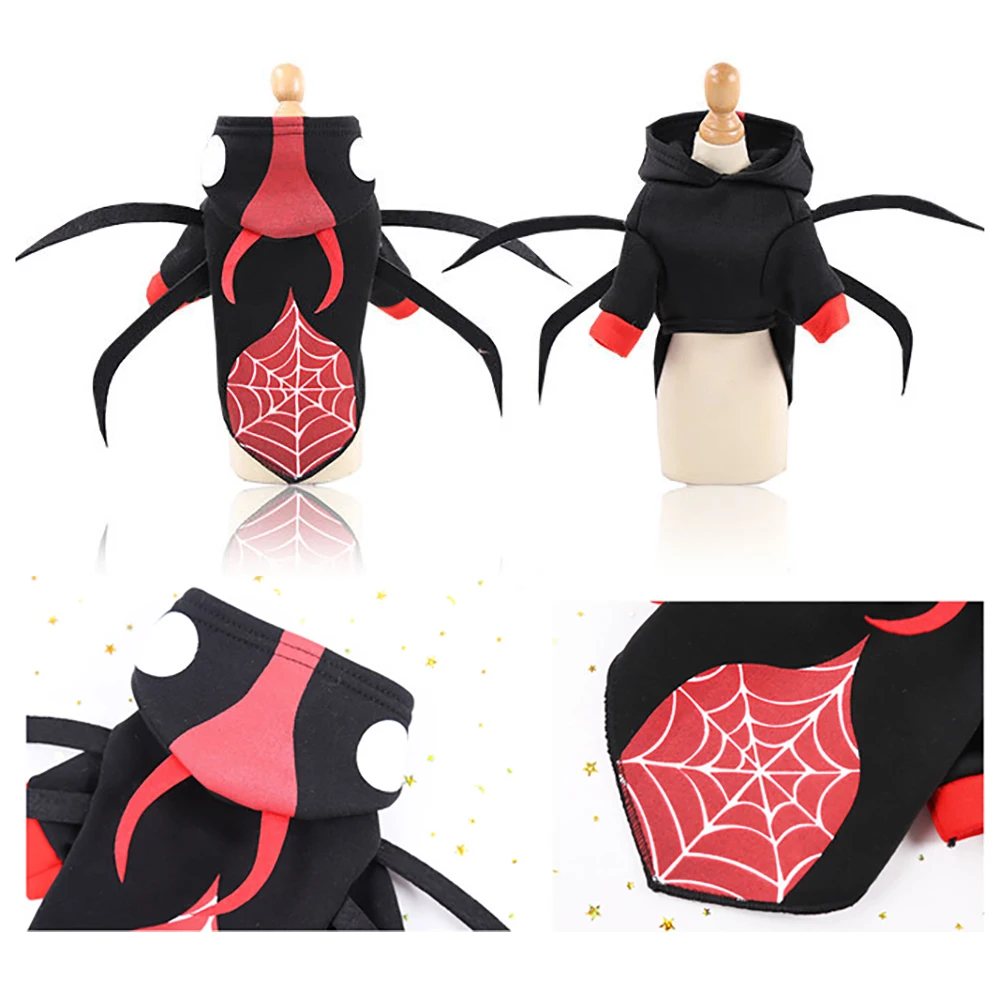 Spider Милые рубашки для щенков; толстовка с капюшоном для милой собаки на Хэллоуин; крылья летучей мыши; череп; Тыква; блузка; одежда для кошек; Одежда для питомцев; зимнее пальто; XS-XL - Цвет: Spider
