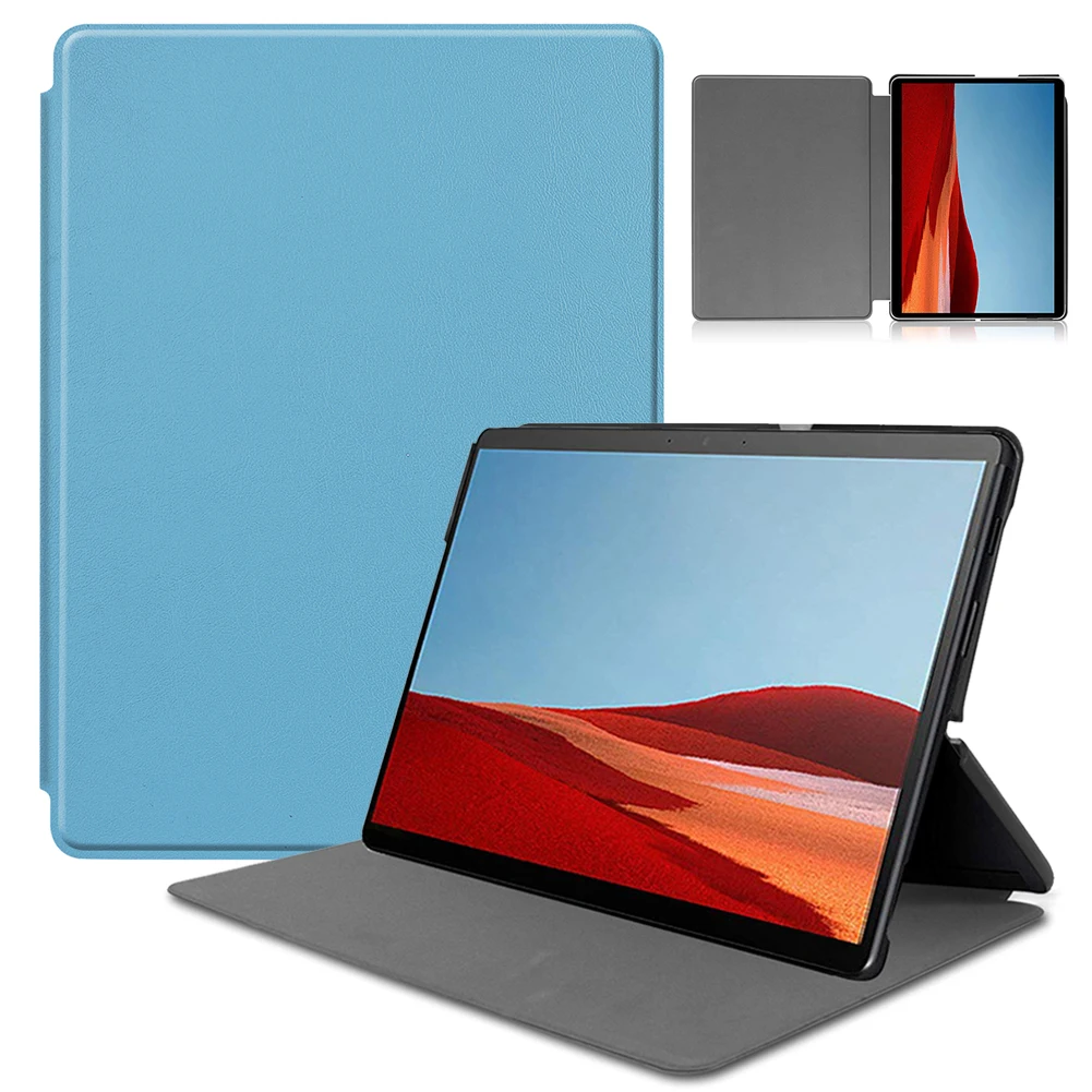 Для microsoft Surface Pro X чехол из искусственной кожи чехол-подставка для Surface ProX 13 дюймов планшет защитный чехол-книжка - Цвет: Light blue
