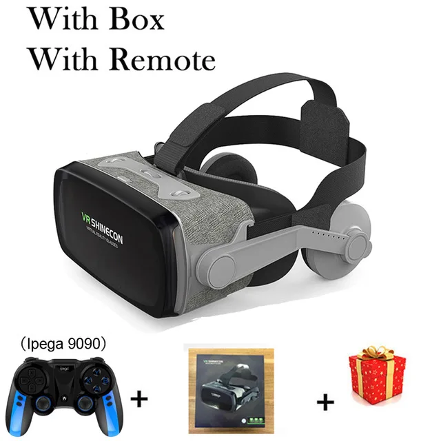With Box 9090 Remote VR Shinecon 9,0 G07E 3 D шлем Viar 3D очки Виртуальная реальность гарнитура шлем стекла для очков для телефона смартфон Видео игровой набор - Цвет: With Box 9090 Remote