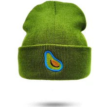 Зимние обжимные короткие шапки унисекс с авокадо, вязаные шапочки для женщин, модные трендовые зеленые крутые шапочки для холодной погоды, модель, Прямая поставка, W60