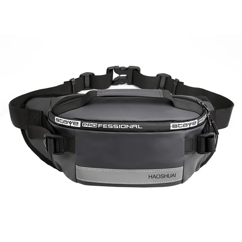 Gray Мужские поясные сумки, Противоугонный ремень, облегающая сумка, поясная сумка на грудь, сумка на плечо для отдыха на природе, туризма, хип-хоп, Светоотражающий ремень - Цвет: Gray
