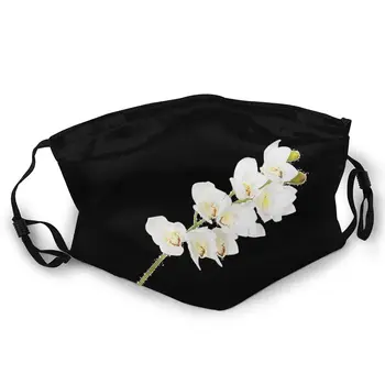 

White Flower Double-sided printed dustproof and windproof mask, can be cleaned and reused, suitable for outdoor sports
