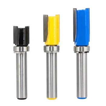 

SHGO HOT-3Pcs 8mm Shank Flush Trim Router Bit Pattern Bit Top Bottom Bearing 1/2 Inch Blade Template Wood Milling Cutter