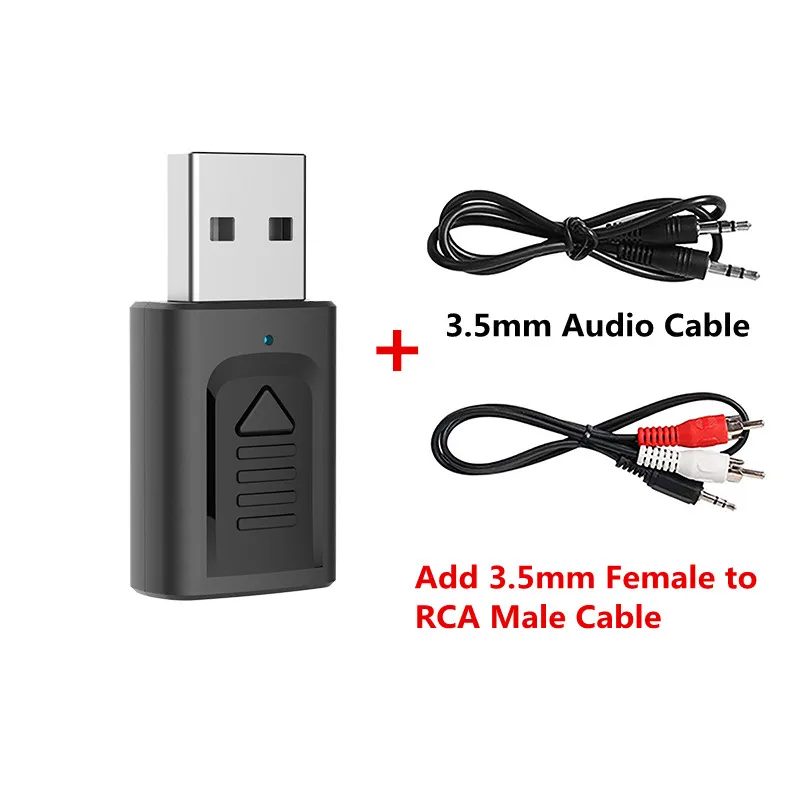 3 в 1 USB Bluetooth 5,0 аудио приемник передатчик Мини 3,5 мм разъем AUX RCA стерео музыка беспроводной адаптер для ТВ автомобильные наушники - Цвет: Type1 With RCA Cable
