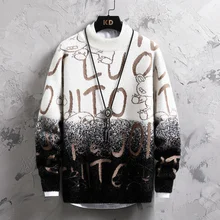 

2021 Men's Gradient Bottoming Shirt Light Luxury Fashion Semi High Neck Sweater Winter Warm Personalized Letter Sweater Men