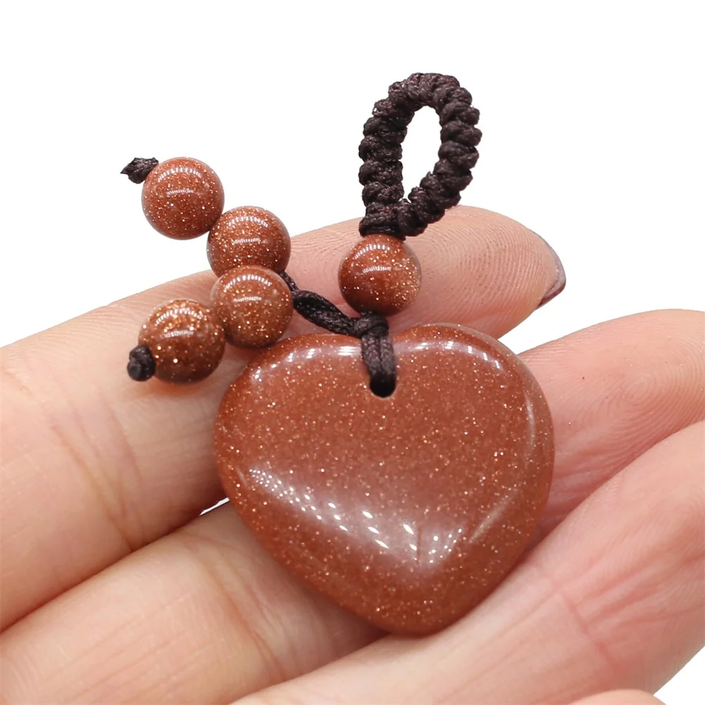 Natural Stone Keychain Charms Heart Red Agates Amethysts Opal Pendants for Jewelry Making Necklace Keychain Gift