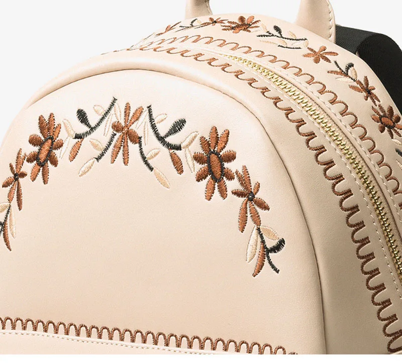 Мини-рюкзак для женщин, цветы, натуральная кожа, маленький Mochila, вышитые Mochilas Mujer,, сумка для девочек, модная сумка, женские сумки