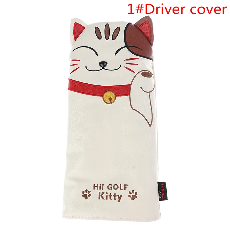 as pic Чехол для головы гольф-клуба с мультяшным животным котом, чехол для головы водителя фарватера, деревянный гибридный набор чехлов - Цвет: as pic