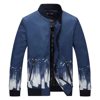 

Plus Size 4XL Regular Fit Blue Black Men's Spring Jacket Fashion Design Windproof Trench Coat Zipper Bomber Jacket Men