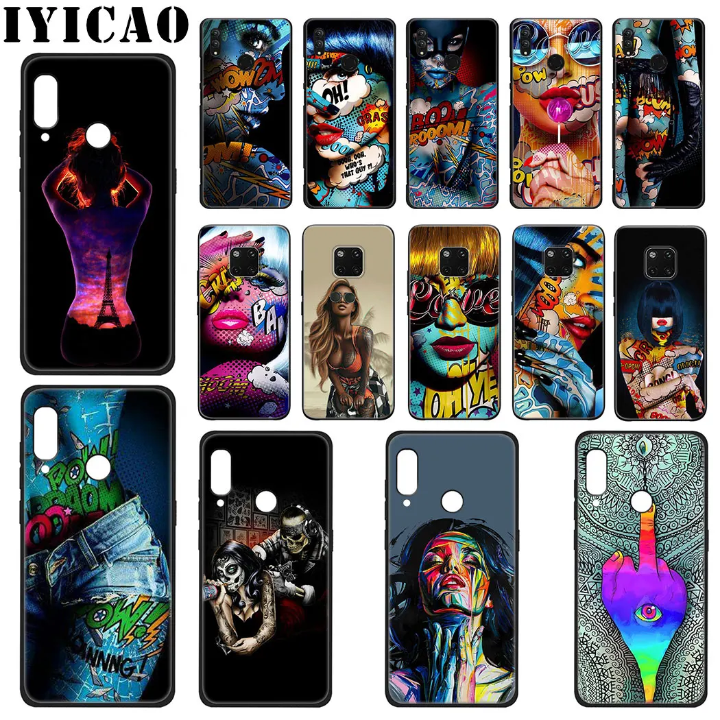 

IYICAO Girl Body Art Tattoo Soft Silicone Case for Huawei Mate 20 10 Lite Pro Nova 5i 4 3i 3 2i 2 Lite Case