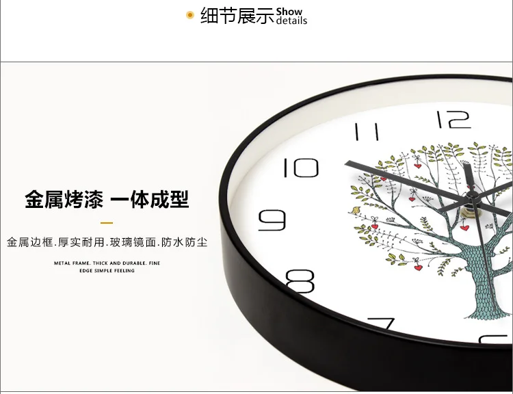 [EOPU 102" Black And White with Pattern-Style Metal Wall Clock Living Room/Bedroom/Restaurant-Ring for a Generation of Fat