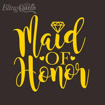 

BlingQueen 12PCS/LOT Iron On Transfers For Clothes Maid Of Honor Patches Thermal Heat Transfers Metallic Foil Vinyl Stickers
