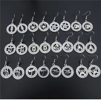 

Stainless Steel Earrings Tortoise Crayfish Seastar Elephant Cat Eagle Butterfly Dragon Owl Fish Bone 12 Pairs/lot Mix Styles