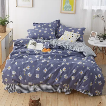 

Home Textile Products Soft Pillow Cover Quilt Cover Beddings Double Bed 4Pcs/set Little Daisy Printing Comfortable Bedspread