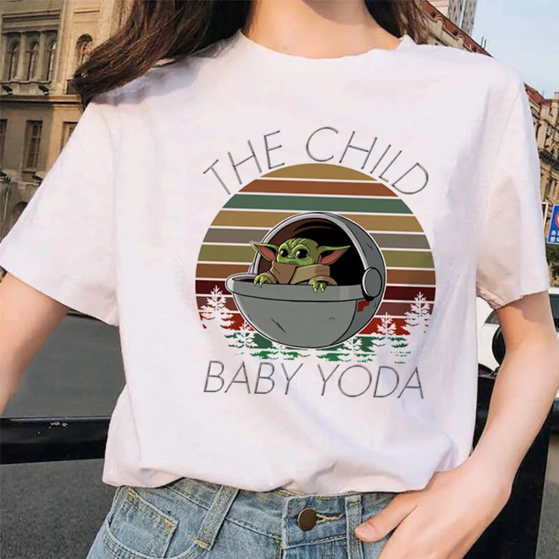 Забавная футболка Kawaii Baby Yoda Harajuku для мужчин/женщин эстетическая с мандалорским