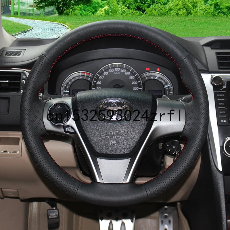 

Чехол на руль для Toyota Highlander Corolla RAV4 Camry Avalon, Аксессуары для салона, черная кожа, сделай сам