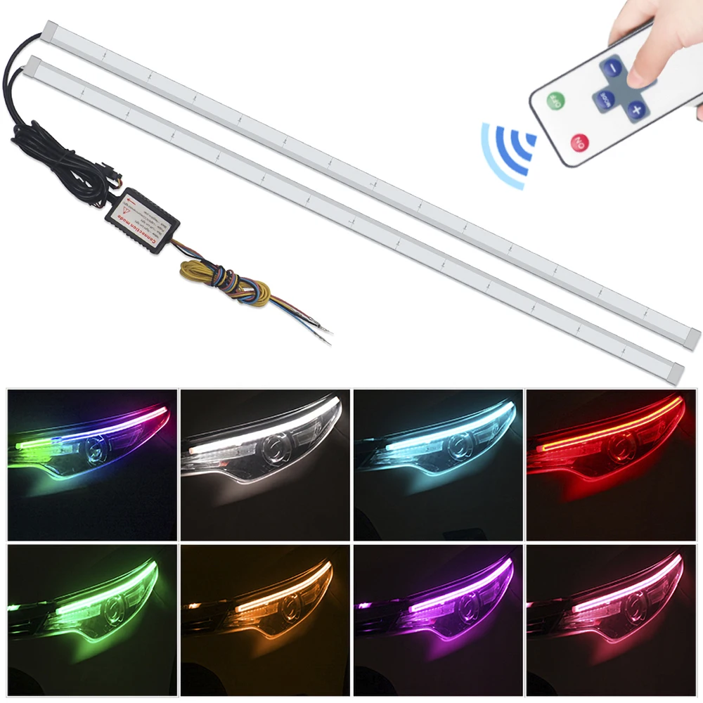 

Colorful Remote Control RGB Daytime Running Light LED Flowing Turning Signal Flexible Strip Light For BMW E39 E60 E91 X3 X5 X6